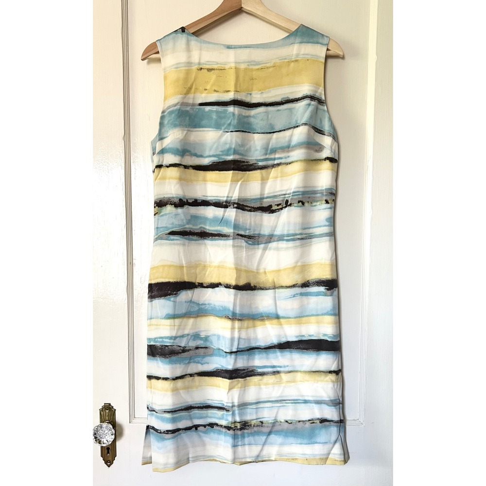 St. John Silk Watercolor Printed Sleeveless Sheath Dress Career 6